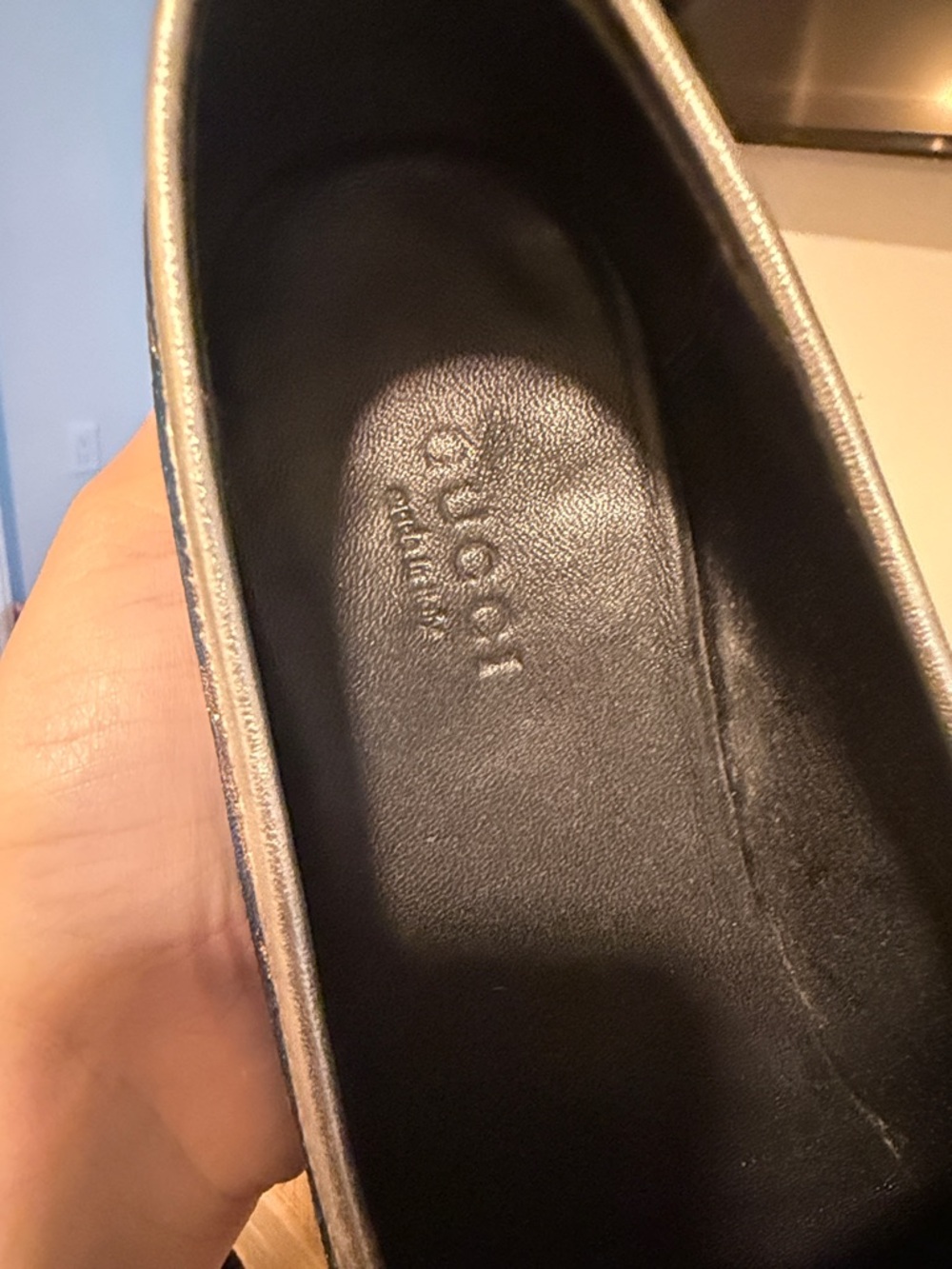 Gucci Metallic Blue Star Horsebit Loafers - Picture 5 of 6